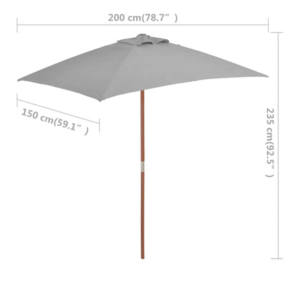Garden Parasol | Anthracite | Polyester, Laminated bamboo, Hardwood