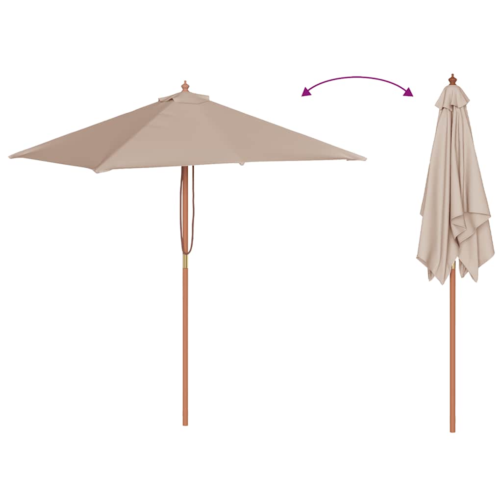 Garden Parasol with Wooden Pole 150x200 cm Taupe