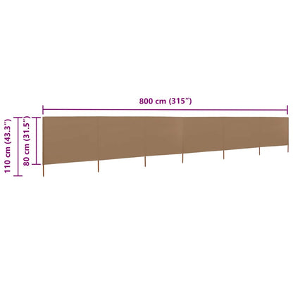 6-panel Wind Screen Fabric 800x80 cm Taupe