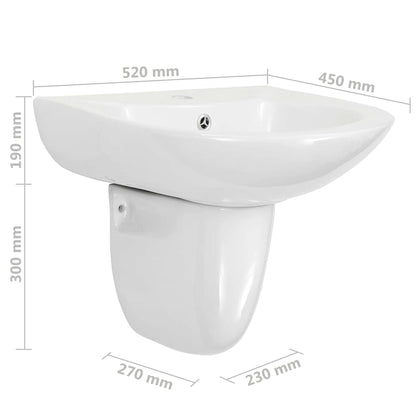 Basin White 52 x 45 x 49 cm Glazed Ceramic