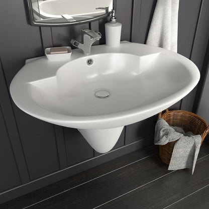 Wall-mounted Basin Ceramic White 690x520x210 mm
