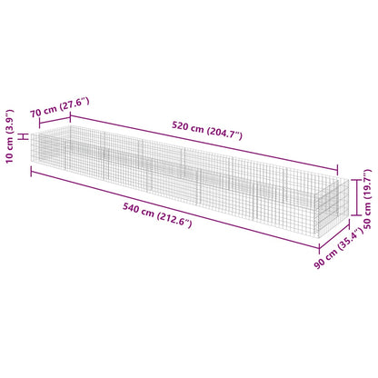 Gabion Raised Bed Galvanised Steel 540x90x50 cm