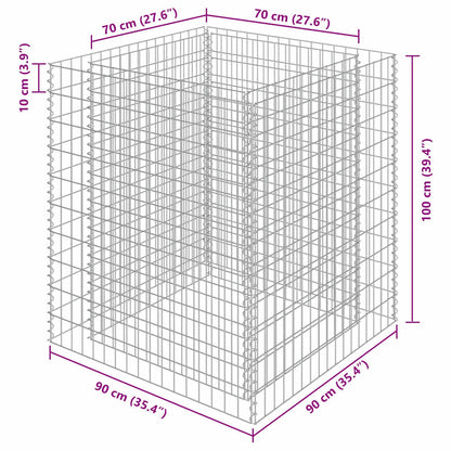 Gabion Raised Bed Galvanised Steel 90x90x100 cm