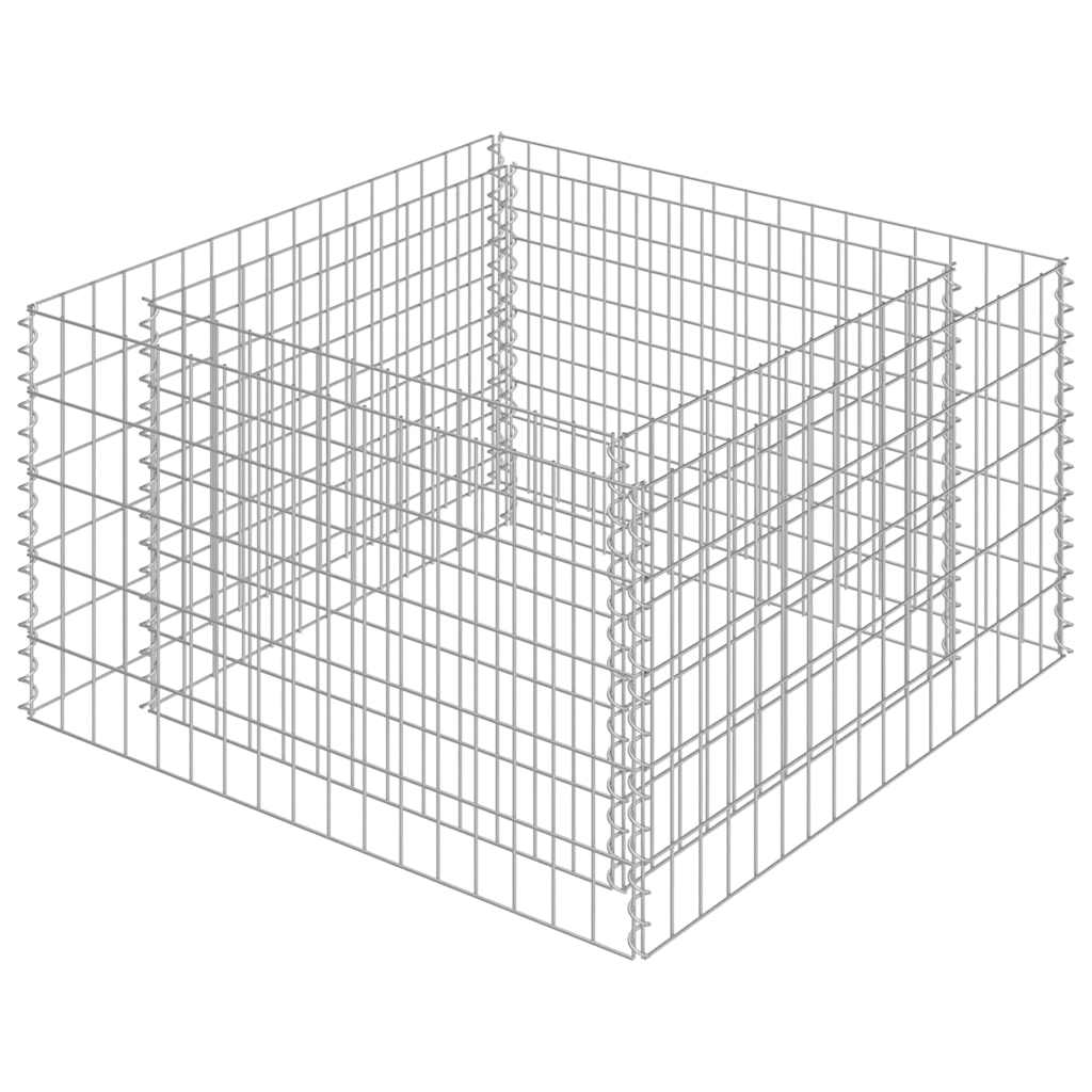 Gabion Raised Bed | Silver | Galvanised steel | 90x90x50 cm | Heavy Duty