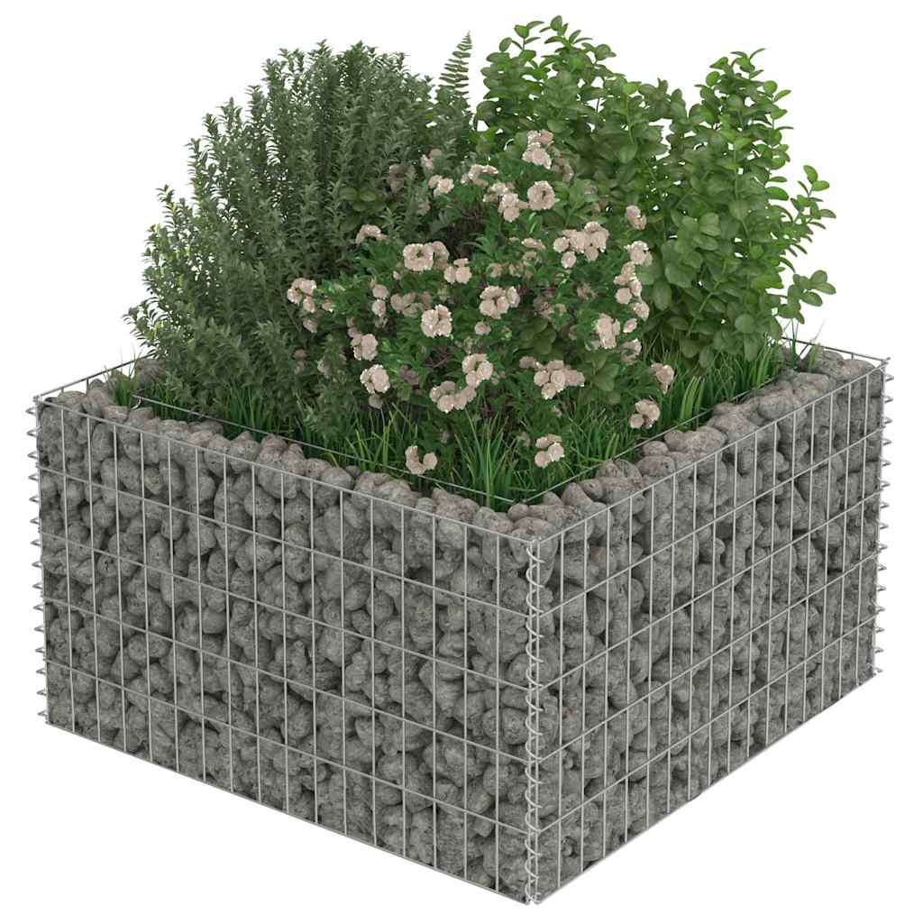 Gabion Raised Bed | Silver | Galvanised steel | 90x90x50 cm | Heavy Duty