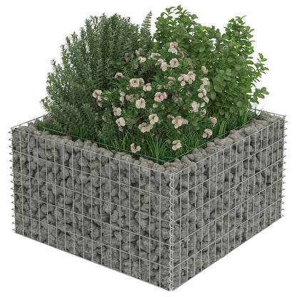 Gabion Raised Bed | Silver | Galvanised steel | 90x90x50 cm | Heavy Duty