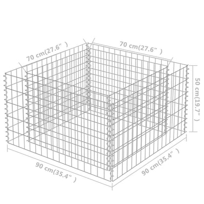 Gabion Raised Bed | Silver | Galvanised steel | 90x90x50 cm | Heavy Duty