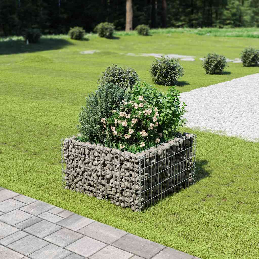 Gabion Raised Bed | Silver | Galvanised steel | 90x90x50 cm | Heavy Duty
