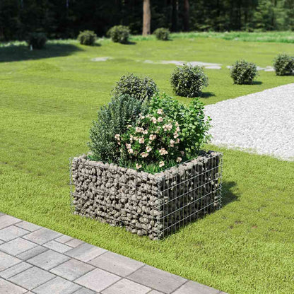 Gabion Raised Bed | Silver | Galvanised steel | 90x90x50 cm | Heavy Duty