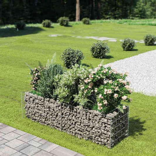 Gabion Raised Bed | Silver | Galvanised steel | 180 x 50 x 50 cm