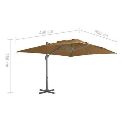 Cantilever Garden Parasol | Taupe | Polyester | Large | Rotatable