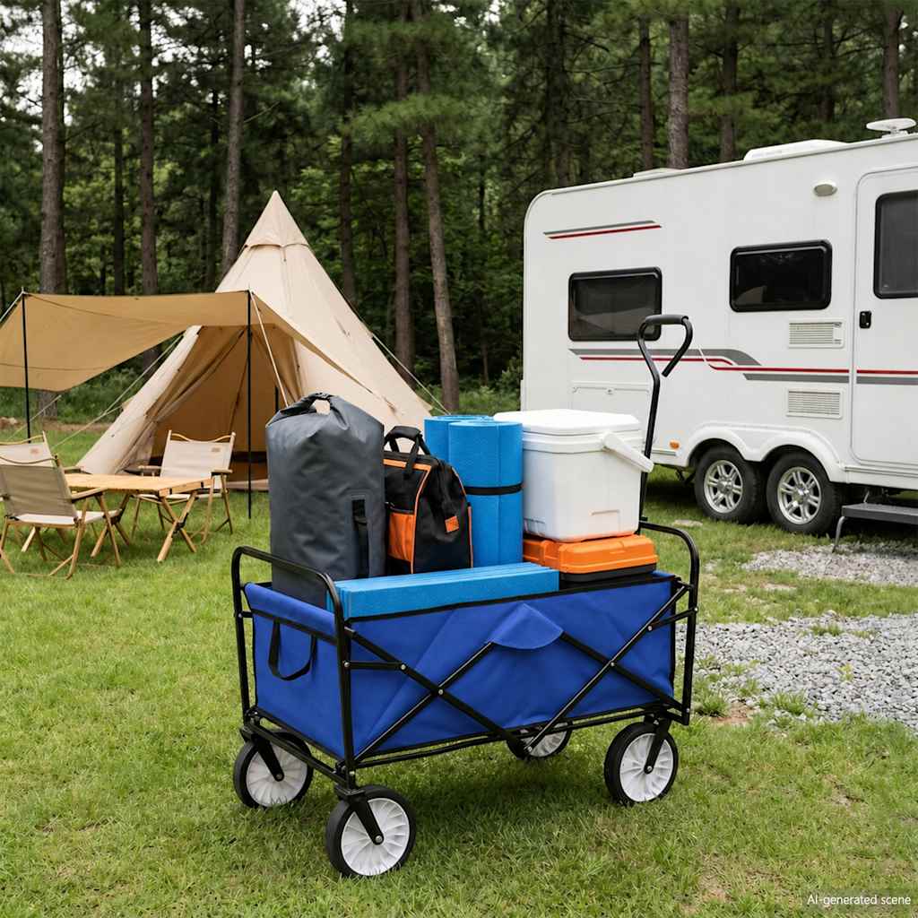 Folding Hand Trolley Steel Blue