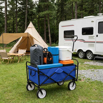 Folding Hand Trolley Steel Blue
