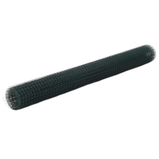 143629 vidaXL Chicken Wire Fence Steel with PVC Coating 10x1,5 m Green
