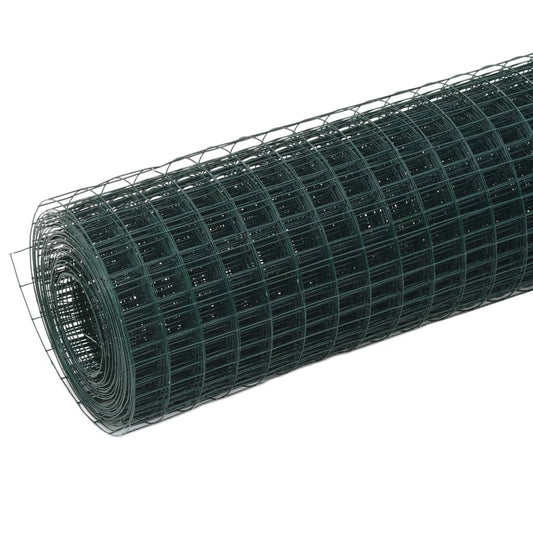 143629 vidaXL Chicken Wire Fence Steel with PVC Coating 10x1,5 m Green