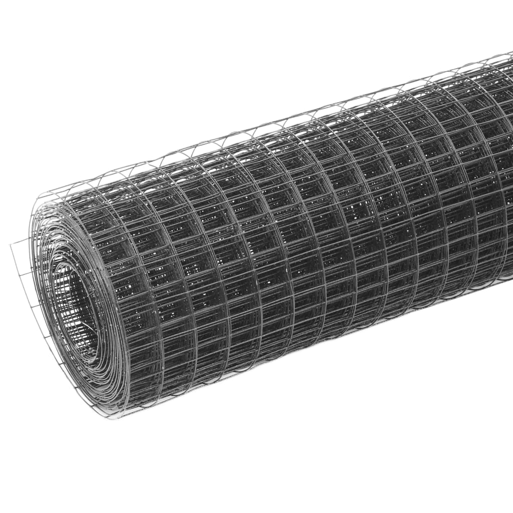 Chicken Wire Fence Steel with PVC Coating 25x0.5 m Grey