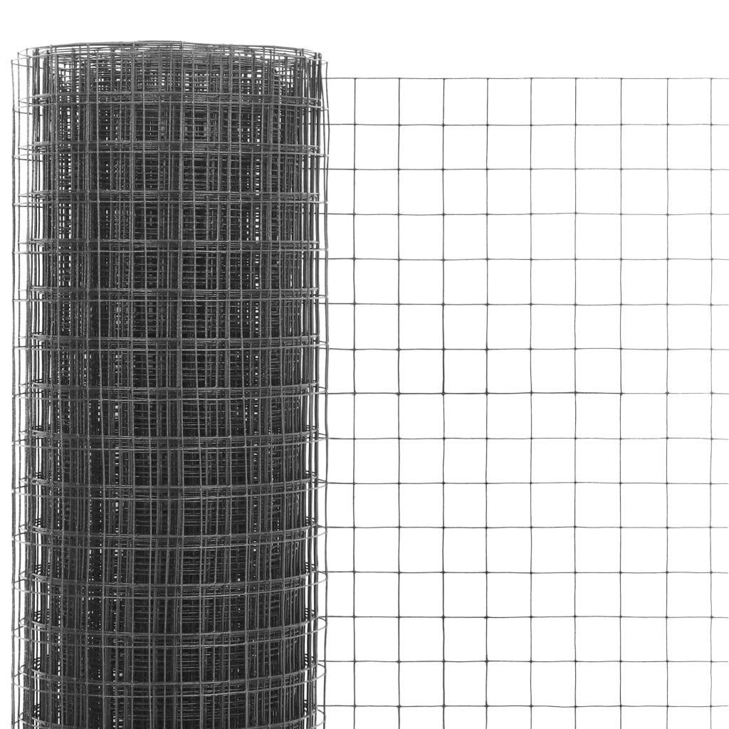 Chicken Wire Fence Steel with PVC Coating 25x0.5 m Grey