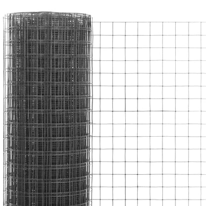 Chicken Wire Fence Steel with PVC Coating 25x1.5 m Grey