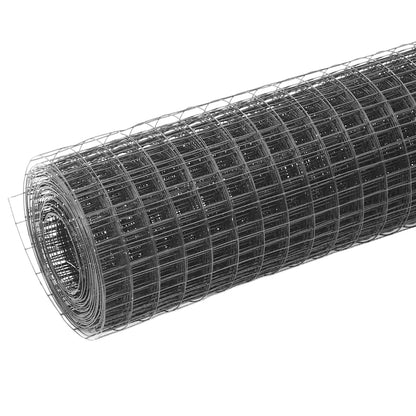 Chicken Wire Fence Steel with PVC Coating 25x1.5 m Grey