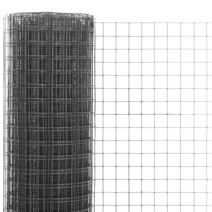 Chicken Wire Fence Steel with PVC Coating 25x1.5 m Grey