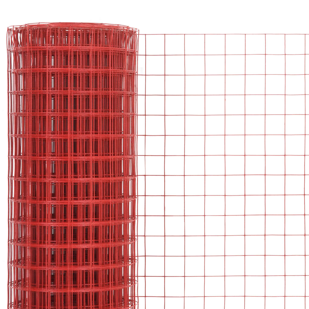 Chicken Wire Fence Steel with PVC Coating 25x1 m Red
