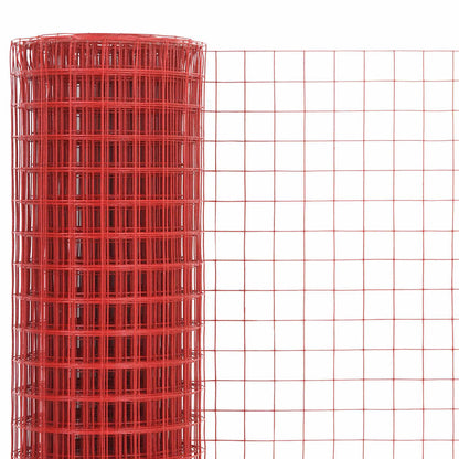 Chicken Wire Fence Steel with PVC Coating 25x1 m Red