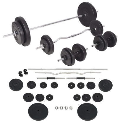 Weight Bench with Weight Rack, Barbell and Dumbbell Set 90 kg