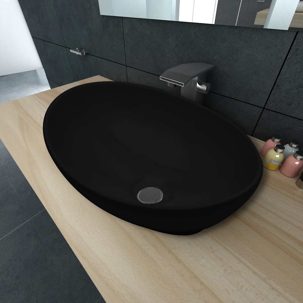 275397 vidaXL Ceramic Basin 40x33 cm Black (140675)