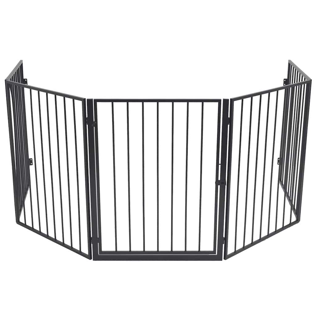 275411 vidaXL Fireplace Fence for Pets Black Steel (242684)
