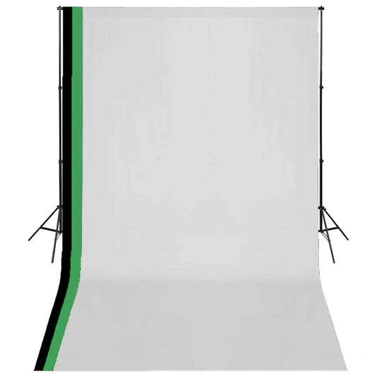 Photo Studio Kit with 3 Cotton Backdrops Adjustable Frame 3x5 m