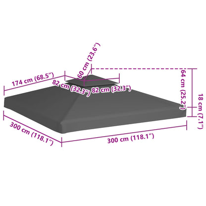 2-Tier Gazebo Top Cover 310 g/m² 3x3 m Taupe