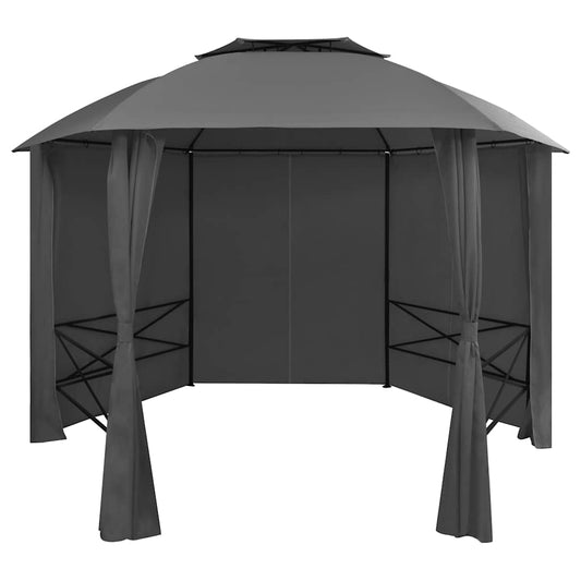 44766 vidaXL Garden Marquee Pavilion Tent with Curtains Hexagonal 360x265 cm