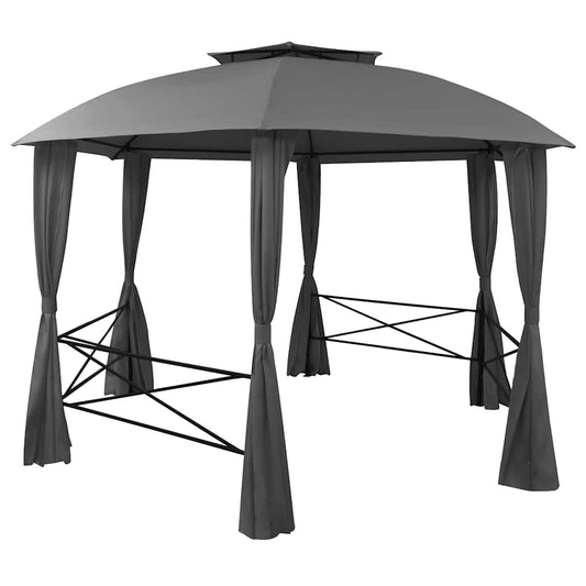 44766 vidaXL Garden Marquee Pavilion Tent with Curtains Hexagonal 360x265 cm