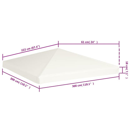 Gazebo Top Cover 310 g/m² 3x3 m Cream White