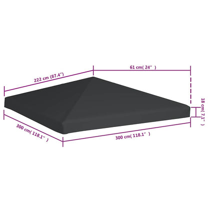 Gazebo Top Cover 310 g/m² 3x3 m Grey