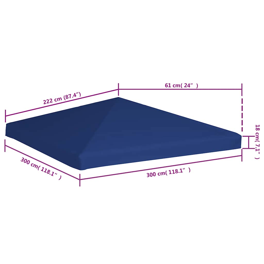 Gazebo Top Cover 310 g/m² 3x3 m Blue