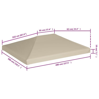 Gazebo Top Cover 310 g/m² 4x3 m Beige