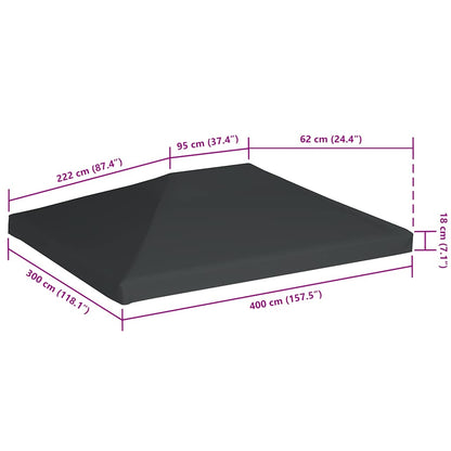 Gazebo Top Cover 310 g/m² 4x3 m Grey