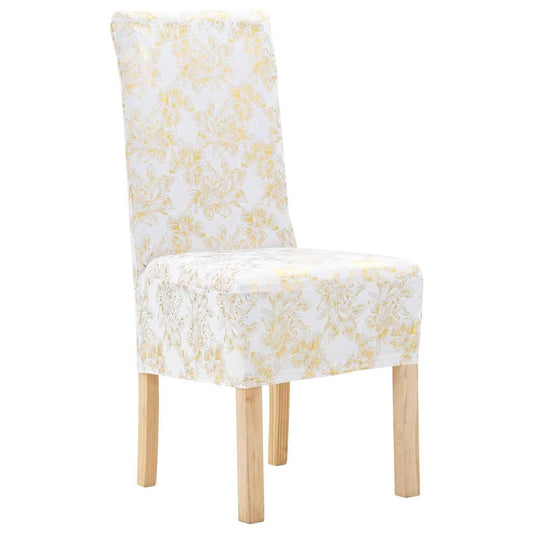 Chair Cover | Set of 6 | White with golden print