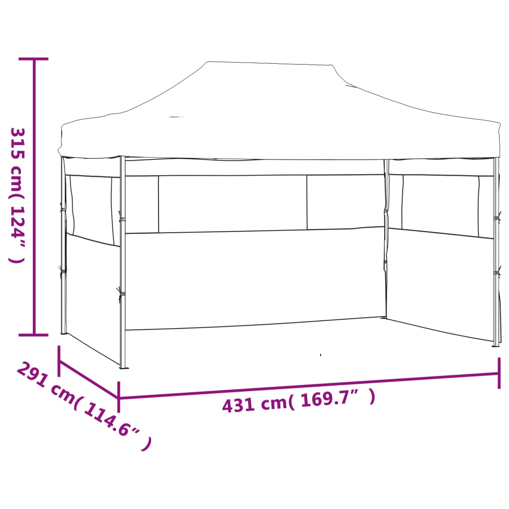 Foldable Tent | Anthracite | 600D Oxford Fabric | 3x4.5m | Collapsible
