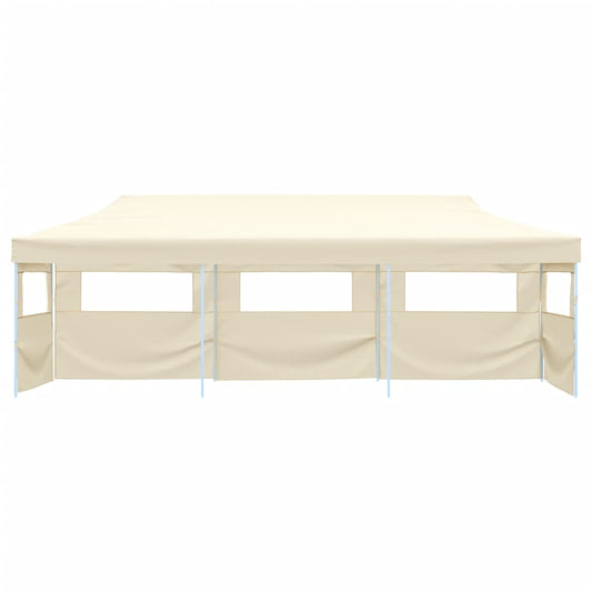 Folding Pop-up Party Tent with 5 Sidewalls 3x9 m Cream