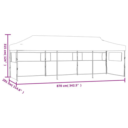 Folding Pop-up Party Tent with 5 Sidewalls 3x9 m Cream