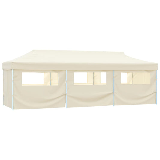 Folding Pop-up Party Tent with 8 Sidewalls 870x291x315 cm Cream