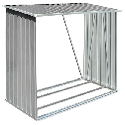 Garden Log Storage Shed Galvanised Steel 163x83x154 cm Grey