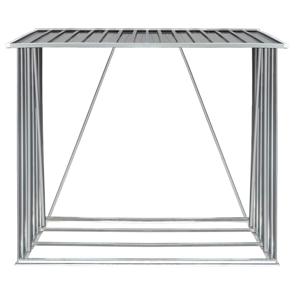 Garden Log Storage Shed Galvanised Steel 163x83x154 cm Grey