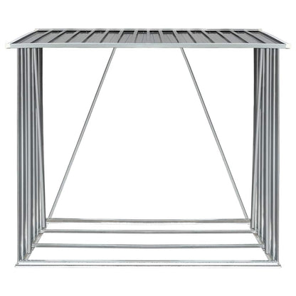 Garden Log Storage Shed Galvanised Steel 163x83x154 cm Grey