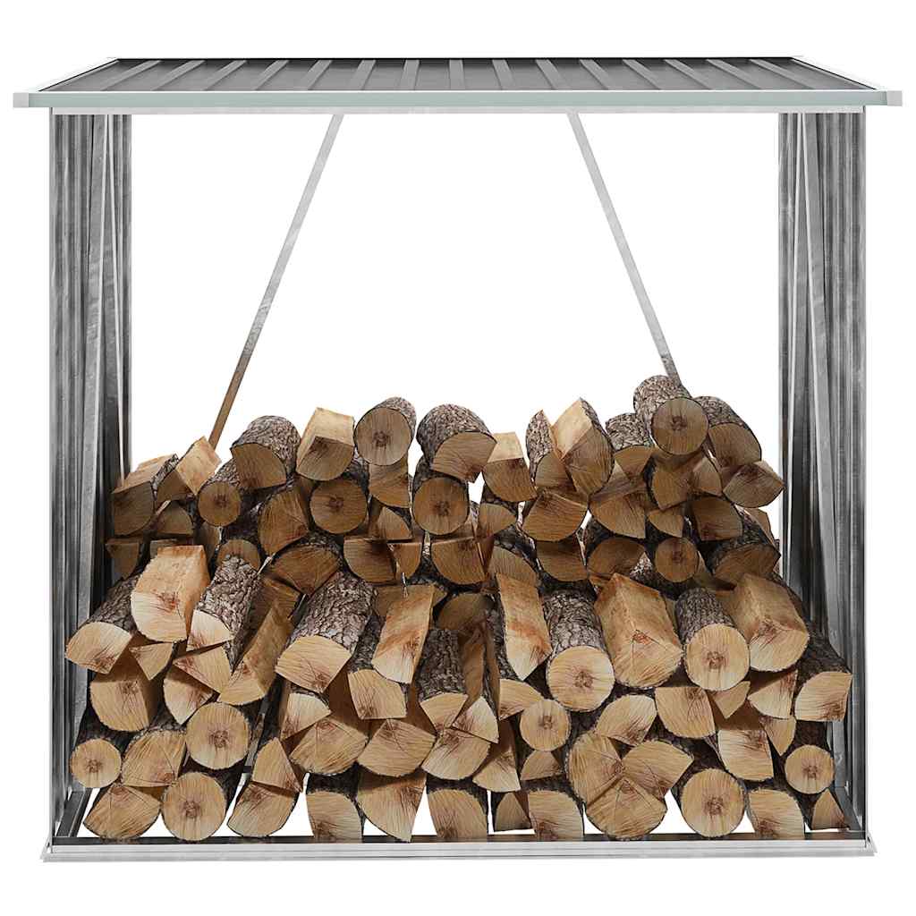 Garden Log Storage Shed Galvanised Steel 163x83x154 cm Grey