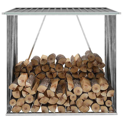 Garden Log Storage Shed Galvanised Steel 163x83x154 cm Grey