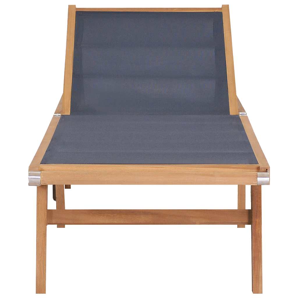 Sunlounger | Teak and Black | Teak wood and Textilene fabric | Standard