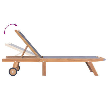 Sunlounger | Teak and Black | Teak wood and Textilene fabric | Standard